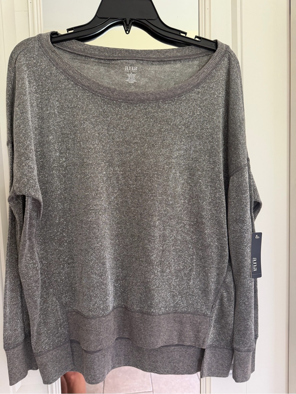 a.n.a Shimmery Gray Crewneck Sweater
